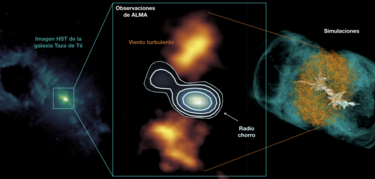 La peculiar morfologa de la regin central de la galaxia Taza de T