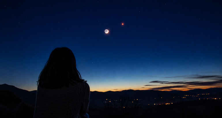 El baile de la Luna y Marte iluminar las noches de julio