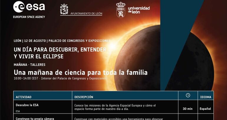 La ESA invita a vivir el eclipse total desde Len con cientficos y actividades gratuitas