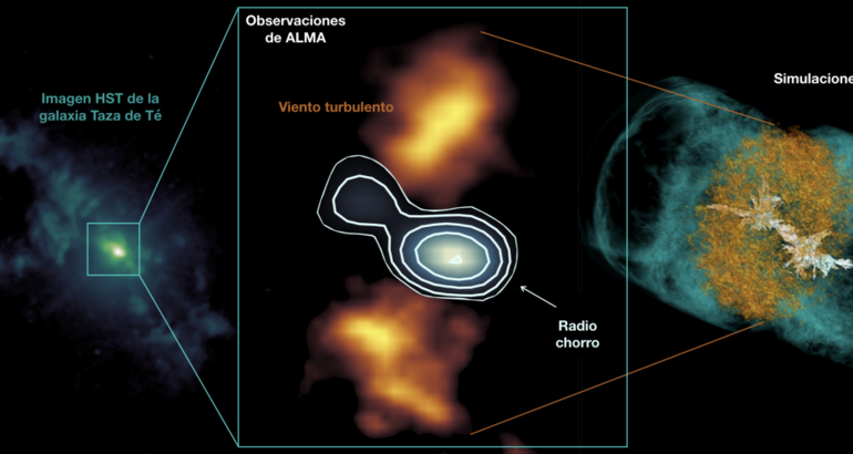 La peculiar morfologa de la regin central de la galaxia Taza de T