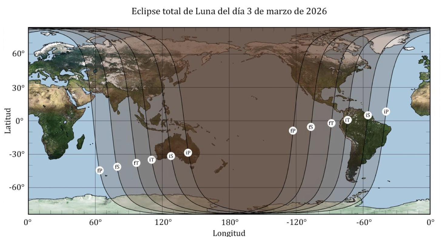 mapa eclipse total luna 3 marzo 2026 IGN