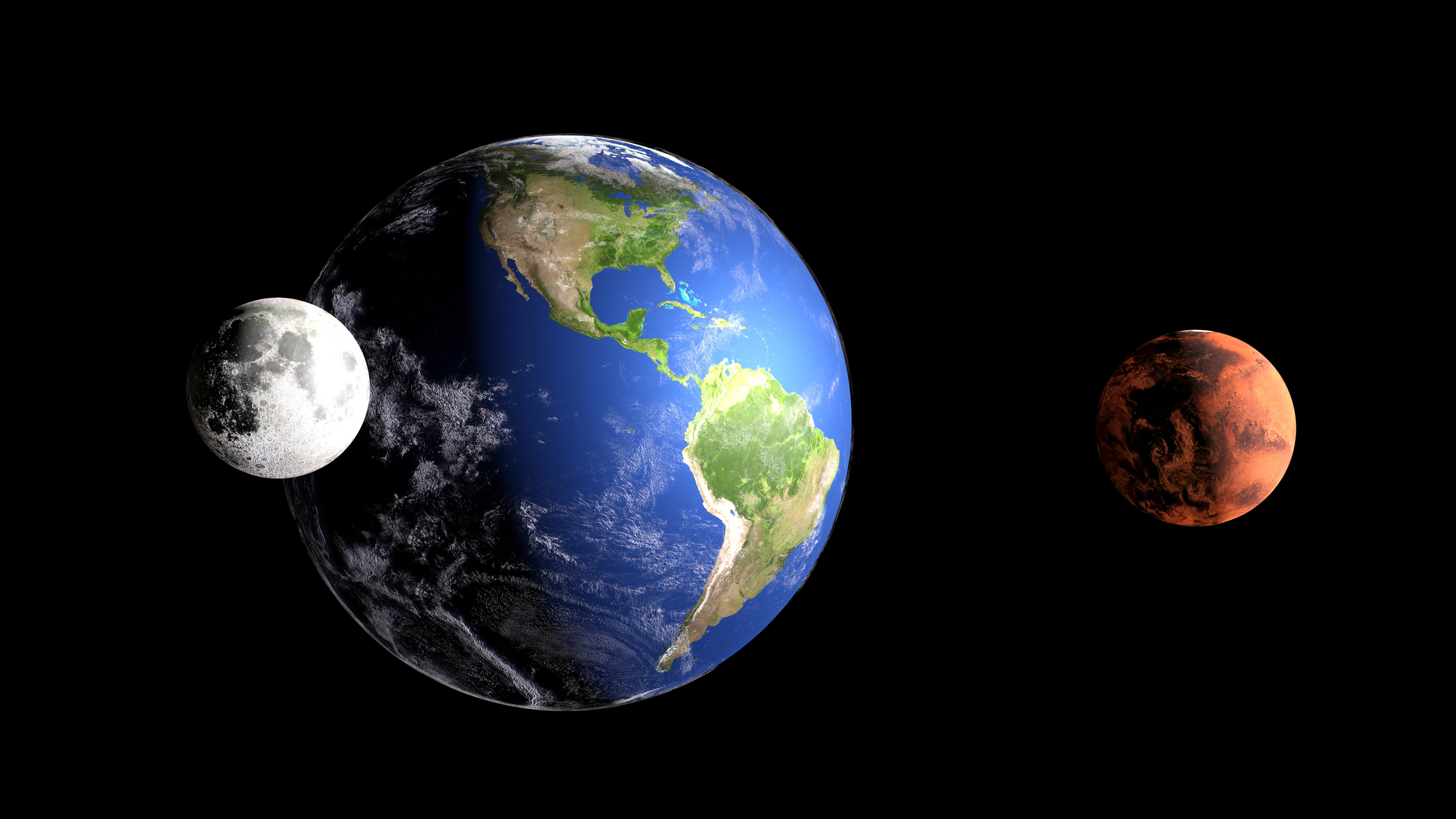 marte y la luna
