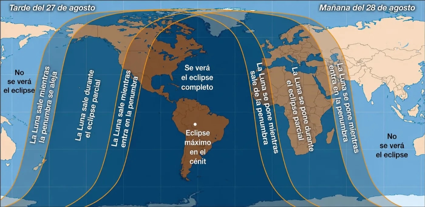 mapa eclipse parcial de luna 28 agosot 2026