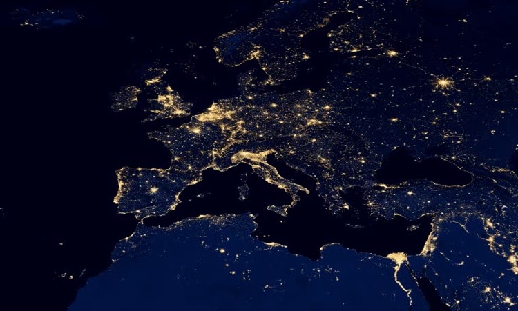 Contaminación lumínica en Europa