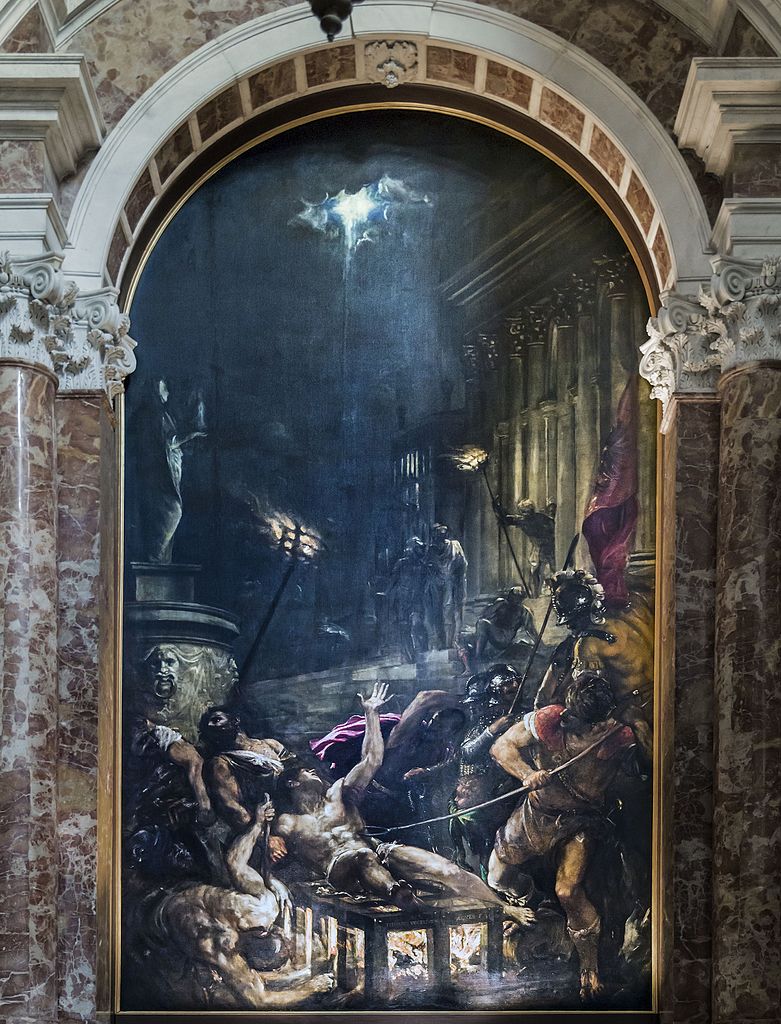 Representación del martirio de San Lorenzo por Tiziano (1558)