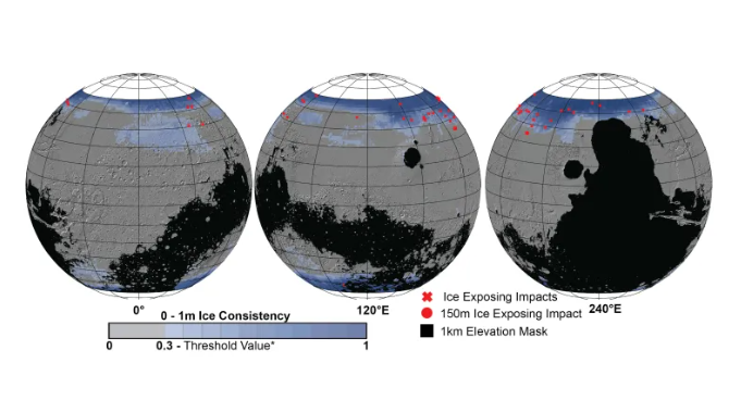 Mapa hielo en Marte 